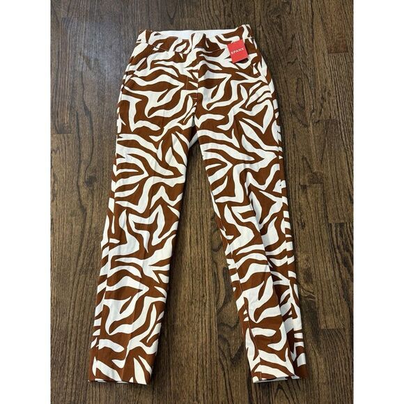 Spanx Polished On-the-Go Printed Ankle Slim Straight Pant‎ Clay Zebra Stripe XS - Picture 1 of 9